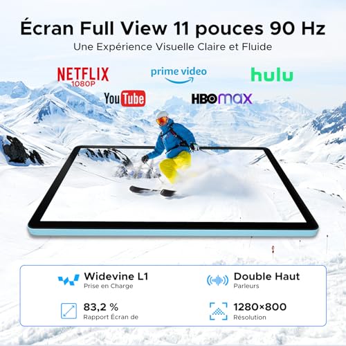P11 Tablette 11 Pouces, Gemini AI Tablette Android 16, 48Go RAM+128Go ROM (2To TF), 120Hz, T7250 Octa-Core, 8800mAh, 13MP+5MP, Widevine L1, Face ID, GPS, FM, Tablettes avec Clavier et Stylet