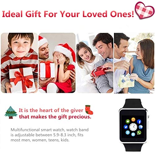 Hocent Smart Watch Phone, Smartwatch with SD Card Camera Pedometer Call Text SNS SMS Sync SIM Card Slot Music Player Alarm Compatible with Android and iPhone (Partial Functions) for Men Women Teens - Thumbnail 7