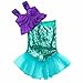 FEESHOW Little Girls Mermaid Tail Costumes Outfits Bikini Swimsuit Top with Shiny Skirt Set Purple Green 8