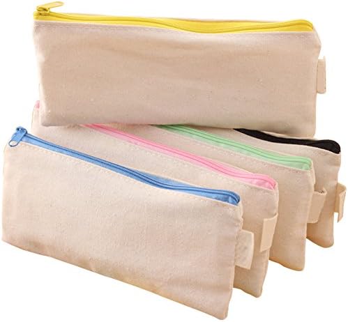 Pen Pencil Case Stationery Pouch Bag Case (5pcs-DIY Canvas)