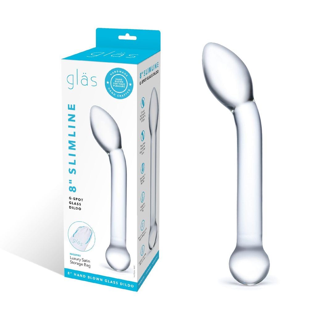 Glas Slimline G-Spot Dildo, Transparent, 8-Inch