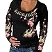 Hot Leathers GLC3131 Black, L Cherries Scoopneck Ladies Long Sleeve Tee - Junior Cut (Black, Large)