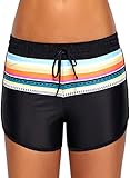 Dearlove Women Striped Waistband Swim Beach Board Shorts Swimsuit Bottoms