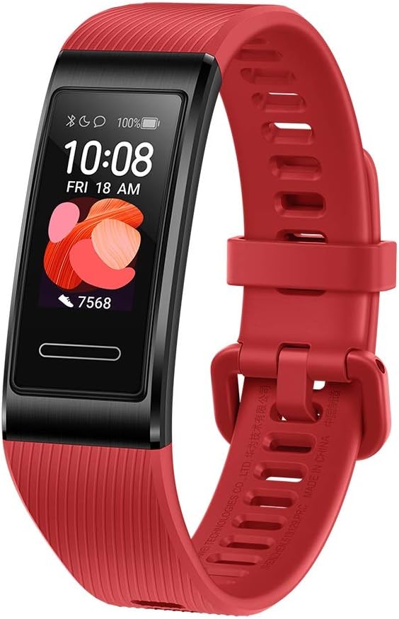 HUAWEI Band 4 Pro Smart Band Fitness Tracker with 0.95 Inch AMOLED Touchscreen, 24/7 Heart Rate Monitor, Indoor Outdoor Pro Tracking, Sleep Monitor, Built-in GPS, 5ATM Waterproof, Cinnabar Red