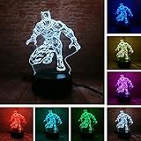 Marvel Movie Superhero Black Panther Action Figure 3D Table Lamp LED Night Lights Child Sleeping Decor Lamp Holiday Xmas Gifts (Black Panther)