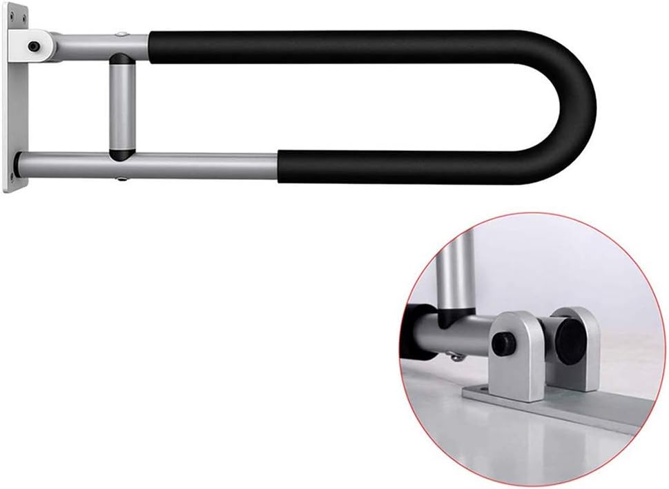 JQXB Hinged Folding Bathroom Safety Rail Handle Grab Bar Support Drop Down,Safety Support Rail with Anti-Slip Grip,for Children and Disability Aids,Black
