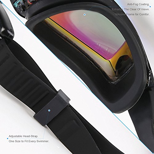 image for Rioa Swim Goggles, Swimming Goggles Anti Fog No Leaking UV Protection,