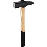 Blacksmiths' Hammer 0000811-1000 Professional Metalworking Forging Tool Swedish Pattern Round Square Face Cross Peen Engineer Hammer with Wooden Handle Black Head (2.2 lbs/1000g)