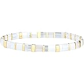 KELITCH New Miyuki Tila Bead Bracelets Charm Stretch Bracelets Stackable Wrap Bracelets for Women Jewelry