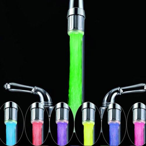 COTW LED Rainbow Change Faucet Water Glow Tap 7 Colors Changing Activated By Water Pressure- No Battery Required
