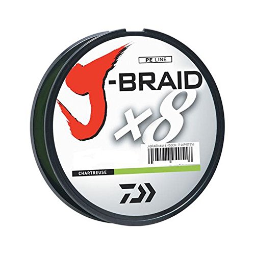 Daiwa JB8U8-300CH J-Braid Braided Line, 8 Lbs Tested, 330 yd/300M Filler Spool, Chartreuse