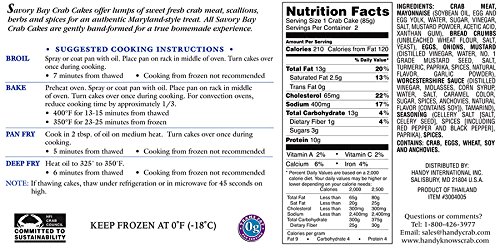 Handy Seafood 3 Oz Savory Bay Crab Cakes (4 pack - 8 cakes total).