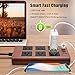 SUPERDANNY 10ft 15A Power Strip, 6 Outlets 4 USB Ports Surge Protector with 14AWG Extension Cord, Angle Flat Plug Adjustable Voltage 110V-240V for Kitchen Office Home Gaming Room,Brown