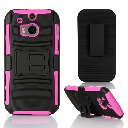 GearIt GI-HTC-M8-HYB-DL-MA HTC One M8 Hybrid Armor Case, Magenta