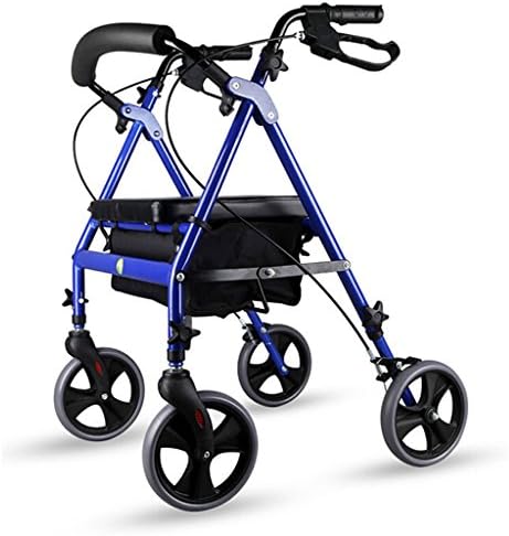 III- Folding Rollator Walker - 4 Wheel Medical Rolling Walker with Storage basket - Mobility Aid for Adult, Senior, Elderly & Handicap - Aluminum Transport Chair (Blue)