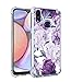 Leychan for Samsung Galaxy A10S case, Slim Flexible TPU for Girls Women Airbag Bumper Shock Absorption Rubber Soft Silicone Case Cover Fit for Samsung Galaxy A10S (Purple Flower)