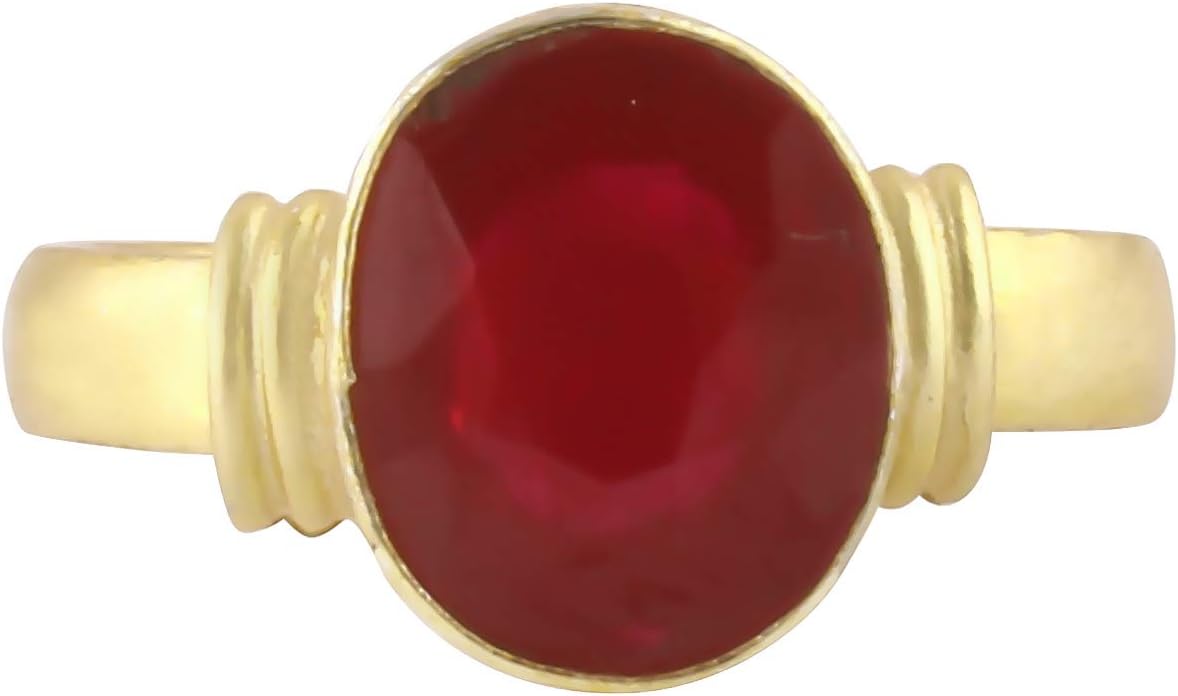 Swasti Retail 7.25 Ratti Natural Certified Ruby Manik Gemstone Panchdhatu Ring for Men & Women