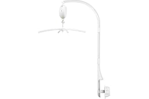 HLEEDUO 26 in Crib Mobile arm,Crib Mobile Motor can Adjustable Volume，Baby Mobile with 3 moeds(Rotating&Music,Rotating only,Music only),Music Box Play 12 lullabies，Mobile arm for Crib
