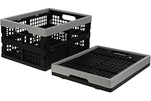 Jekiyo 16-Liter Folding Crates Storage, Collapsible Container Plastic, Set of 1