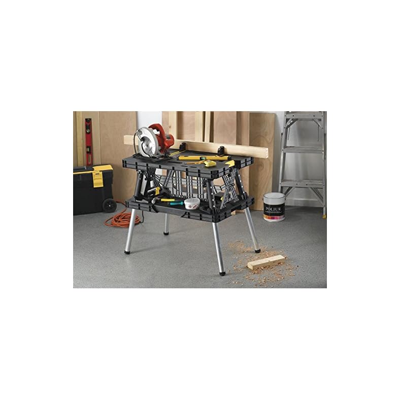 Keter 197283 Folding Table Work Bench for Miter Saw Stand, Woodworking Tools and Accessories