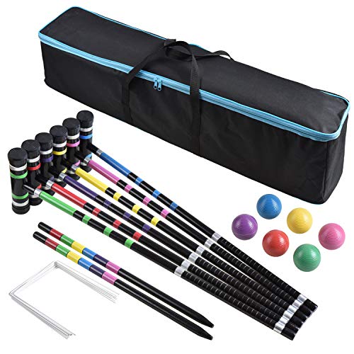 [6 Players]Premium Croquet Set for Families, BroWill Croquet Set with Carrying Bag for Yard Outdoor Lawn Backyard Games for Kids Adults All Ages, 35 Inch - Thumbnail 7