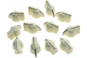 KAISH 12pcs Raised Vintage Guitar Amplifier Knobs Effect Pedal Chicken Head Knobs Aged White