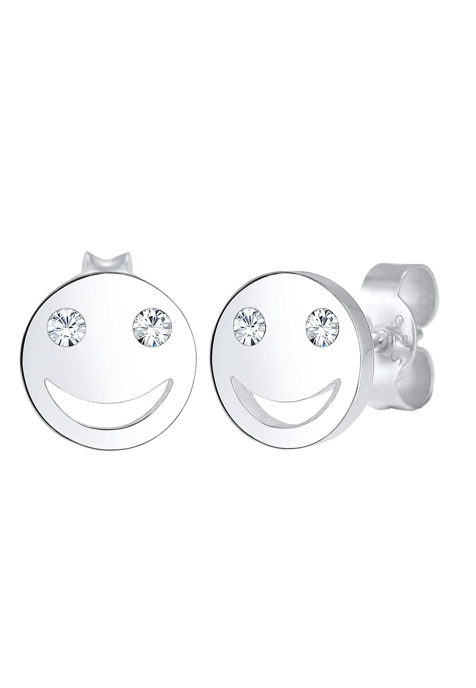 Elli Earrings Women Smile Face with Crystals in 925 Sterling Silver — image 1