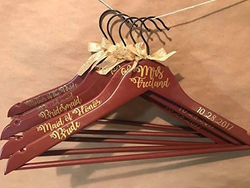 Set of 10 Personalized Wooden Wedding Party Hangers / Set of 6 / bride / bridesmaids / maid of honor / flower girl / matron of honor / mother of the bride / groom