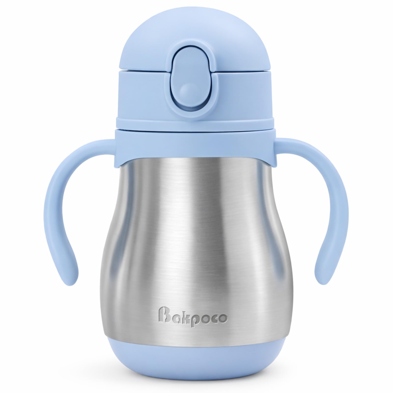 Photo 1 of ** USED** Bakpoco Stainless Steel Straw Sippy Cup for Toddlers 1-3 Years Old, Insulated Toddler Water Bottle Baby Training Tumbler with Handles, 8oz Kids Straw Cups for Travel, Daycare & At Home, Blue