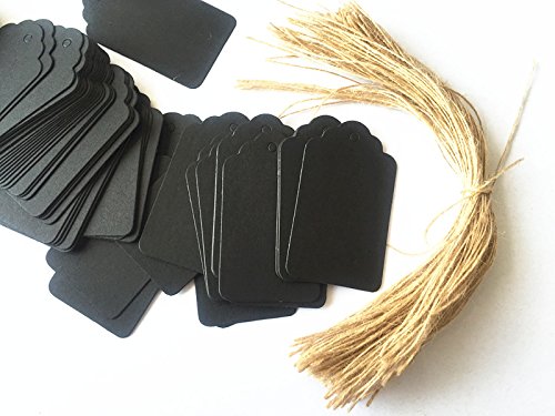 100pcs black paper gift tags with free 100 root natural jute twin…