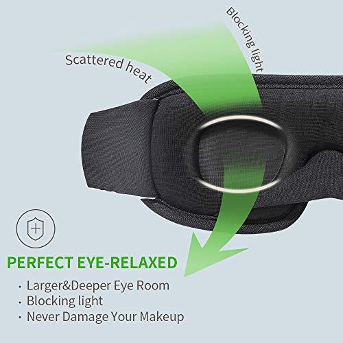 Sleep Mask for Women Men, Eye mask for Sleeping 3D Contoured Cup Blindfold with Breathable Memory Foam,100% Block Out Light,Soft Comfort Eye Shade Cover for Yoga Meditation (3D Black)