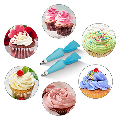 HOTERB Kit per decorare torte da 57 pezzi per 25 bocchette,2 chiodi per fiori,4 cupcake riutilizzabili,sacchetti per glassa,spatola,tagliapasta,sacchetto da pasticceria,2 chiodi per fiori,glassa reale