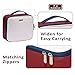 Joligrace Leather Makeup Train Case Cosmetic Bag Small Travel Organizer with Dividers Compartments & Brush Slots 9.8 Inch Red White Blue [Enhanced New Version]