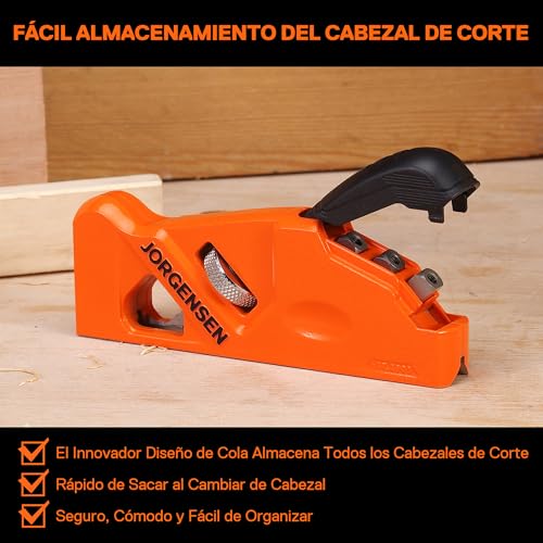 JORGENSEN Chamfer Plane for Woodworking, Edge Corner Flattening Tool for Wood, 45° Manual Manual Planer with 4 Cutting Heads for Fast Wood Trimming