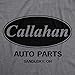 Crazy Dog Mens Callahan Auto Parts T Shirt Funny Movie Quote Comedy Classic Cult Film Sandusky Ohio Company Reference Fan Art Tee Dark Heather Grey L