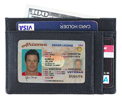 SimpacX Slim Wallet RFID Front Pocket Wallet Minimalist Secure Thin Credit Card Holder (crosshatch black)
