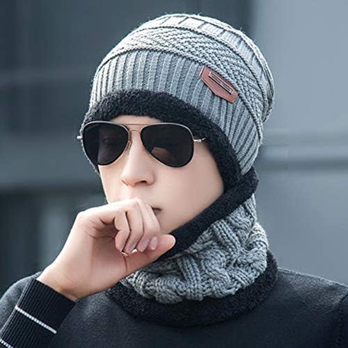 YXDDG 2-Pieces Winter Beanie Hat Scarf Unisex Outdoor Sport Knit Oversized Baggy Slouchy Thick Ski Cap