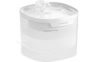 Cheerble Pumpless Cat Water Fountain, 2L/67oz Automatic Pet Fountain, Elfin E1 Lite Cat Fountain for Drinking, MagDrive™ Technology, Continuous Flow Mode, BPA-Free (White, E1 Lite)