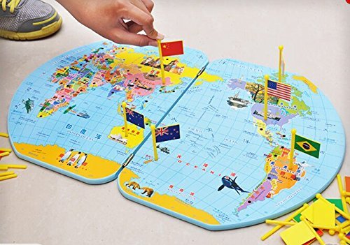 Montessori Geography Materials - Flag Stand, World Map
