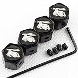 CHAMPLED New (4PC) Rabbit VW Volkswagen Logo Metal Black Wheel TIRE AIR Valve STEM CAPS DUST Cover