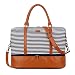 BAOSHA HB-28 Ladies Women Canvas Travel Weekender Bag Overnight Carry-on Duffel Tote Bag (Blue Strips with Shoe Compartment)