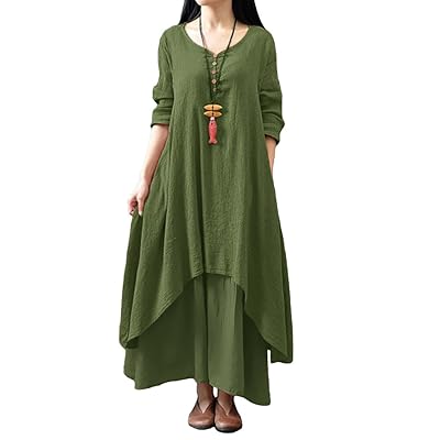 Boho Maxi Dress with Pockets Women's Vintage Loose Kuwait