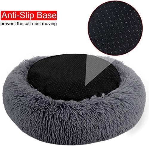 Cat Round Cushion Plush Bed - Legendog Kitten Sleeping Bed Soft Fluffy Plush Puppy Bed Cat Calming Bed for Indoor Cats & Small Dog