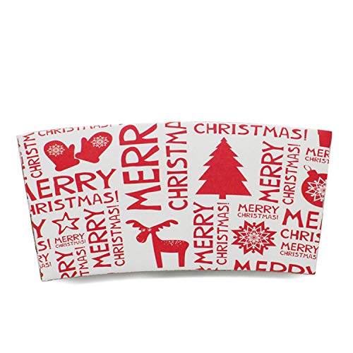 Merry Christmas Coffee Cup Tea Cup Sleeves for 12oz and 16oz Paper Cup, 25 Count