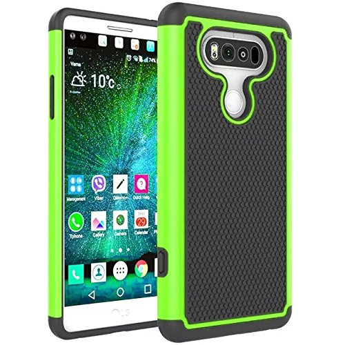 Berry Accessory(TM) [Drop Protection] Protective Case [Shock Proof] [Dual Lawyer] Hybrid Defender Armor Case Cover For LG V20 With Free Berry logo stand holder (Green)