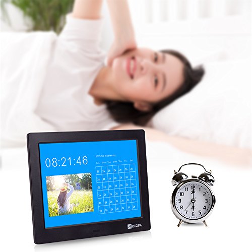 Arzopa Advanced Digital Picture Photo Frame - HD 1024x600(4:3) IPS Widescreen Eletronic Picture Frame Advertising Player with Calendar/Clock/Remote Control Black 8-inch - Thumbnail 3
