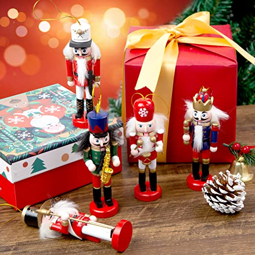 AMOR PRESENT Christmas Nutcracker Ornaments, 5.5 Inch Nutcracker Hanging Decorations Wooden Nutcracker Soldiers for Christmas Tree Gift Shelves Table Decoration