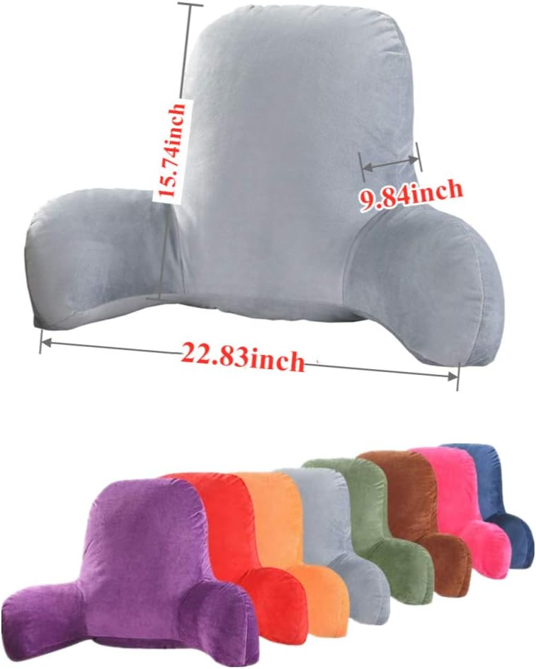 Finebaby Backrest Pillows for Bed with Arms,Plush Big Backrest Reading Rest Pillow Bed Adult Backrest Lounge Cushion Back Support,T-Shape Reading Lumbar Cushion Pillows (M:22.83x15.74x9.84, Rose red): Home & Kitchen