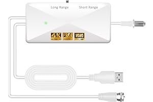 GZMJRD TV Antenna Amplifier Signal Booster, High Gain Powerful Antenna Booster for TV Antennas Indoor Outdoor, Clear Up Pixelated Amplifier, Adjustable Reception Range, USB Power (WTE18)