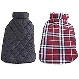 REXSONN Pet Dog cats Cozy Windproof Jacket Winter Warm Apparel Grid Plaid Reversible Coat Coats for small Puppy medium large dogs
